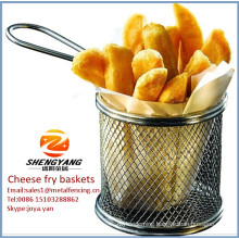 Assorted cheese sticks strainers stainless steel single mesh fine sturdy baskets 8-1/2" diameter fryer baskets